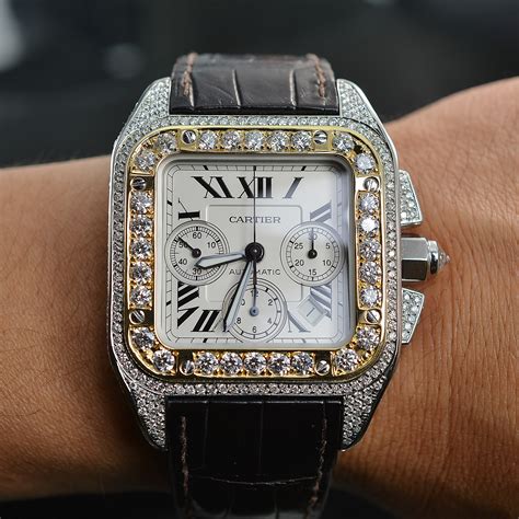 cartier santos 100 ladies diamond|cartier santos 100 xl chrono.